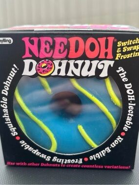 DohNut Blue Play Dough Donut with Yellow Frosting